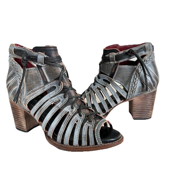 Freebird By Steven Wazee Sz 11 Gray Gladiator Open-ToeLeather Shoe/Boots/EUC
